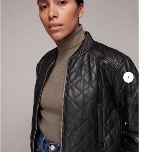 Bloomingdale's Aqua limited edition
Black Quilted Leather Bomber Jacket
